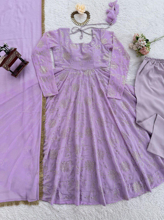 Lilac Georgette Anarkali Suit