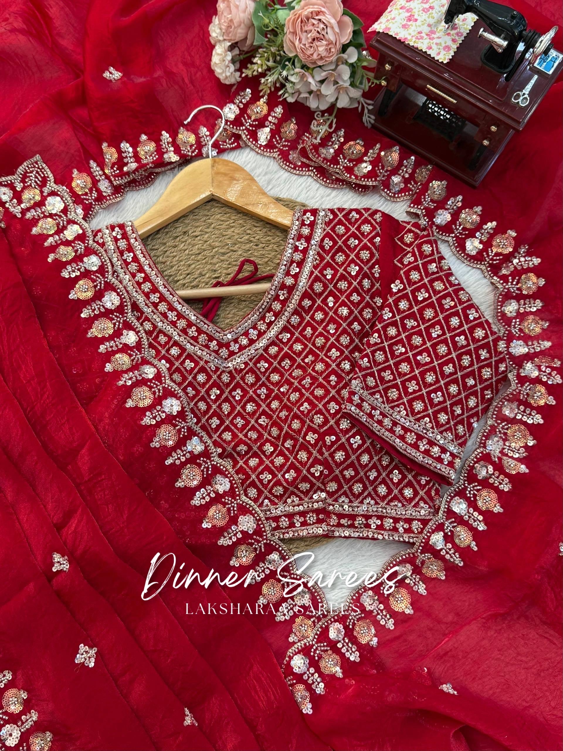 ALISA — Georgette Dinner Saree x Embroidered Border - Laksharaa Sarees