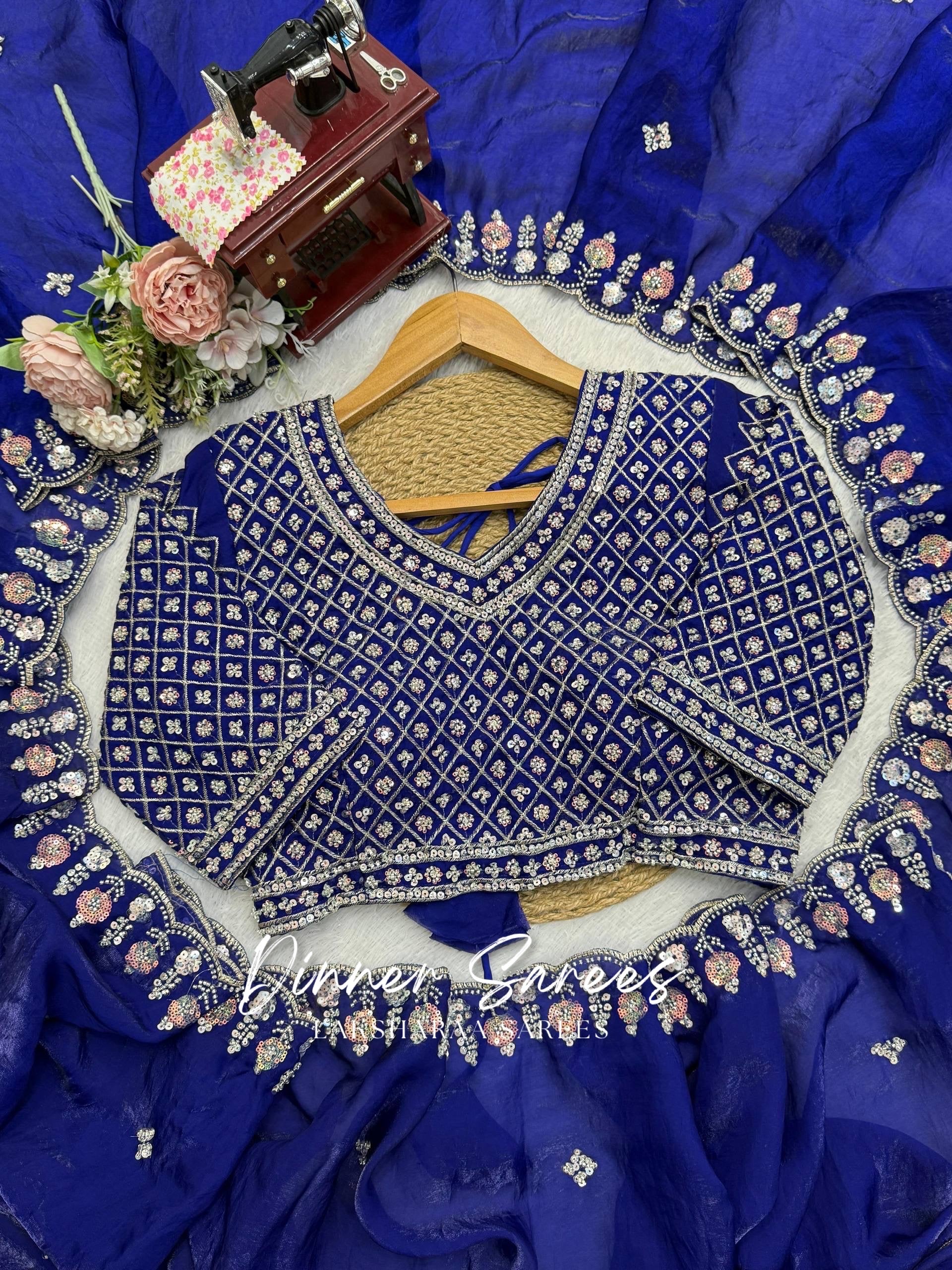 ALISA — Georgette Dinner Saree x Embroidered Border - Laksharaa Sarees