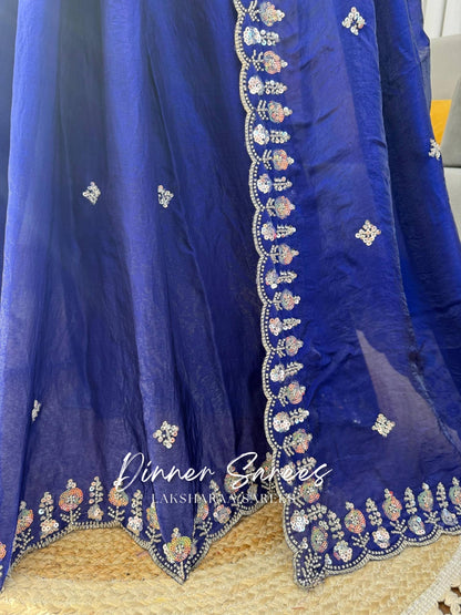 ALISA — Georgette Dinner Saree x Embroidered Border - Laksharaa Sarees