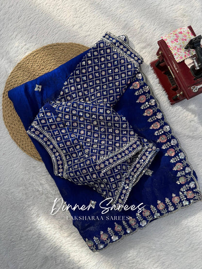 ALISA — Georgette Dinner Saree x Embroidered Border - Laksharaa Sarees