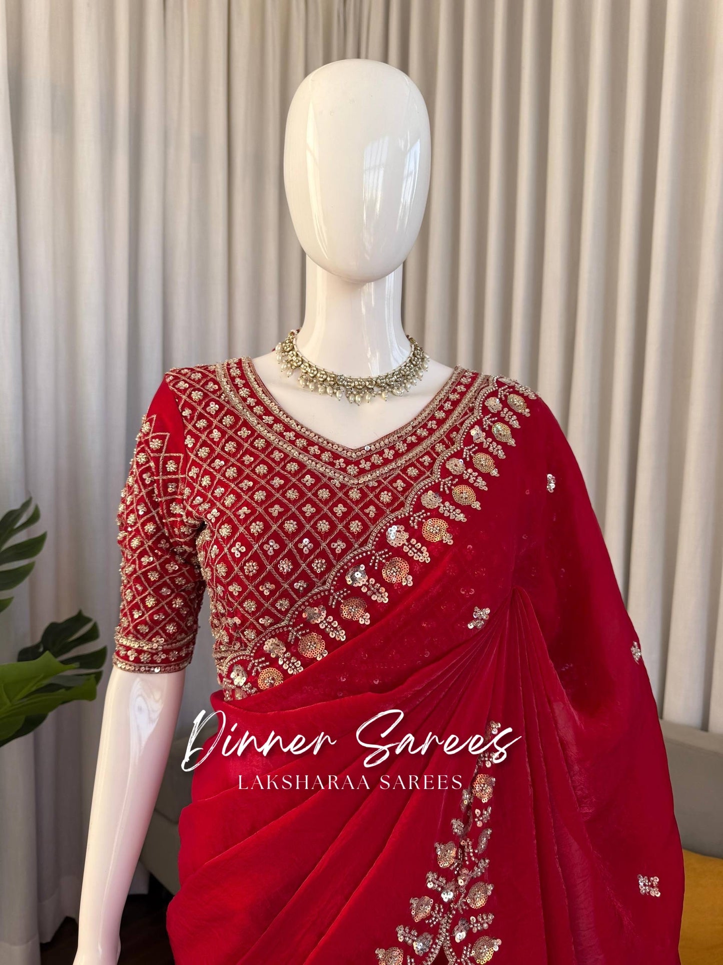 ALISA — Georgette Dinner Saree x Embroidered Border - Laksharaa Sarees