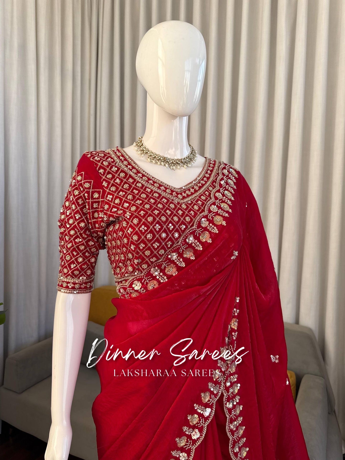 ALISA — Georgette Dinner Saree x Embroidered Border - Laksharaa Sarees