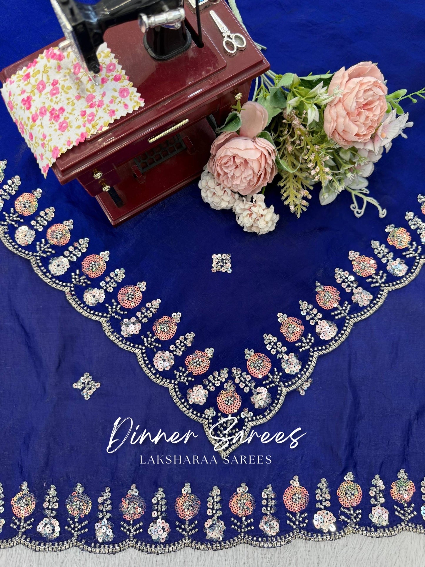 ALISA — Georgette Dinner Saree x Embroidered Border - Laksharaa Sarees