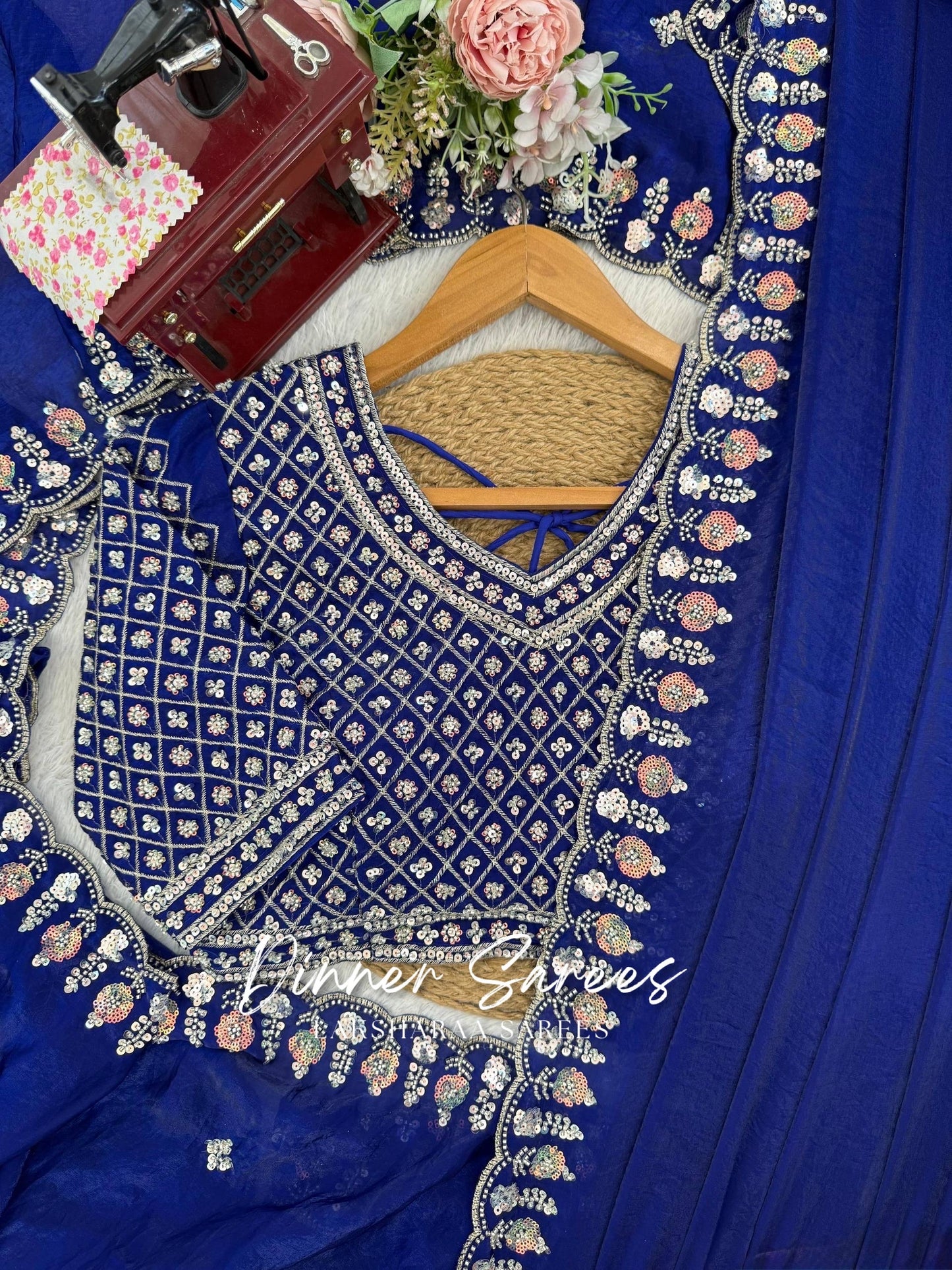 ALISA — Georgette Dinner Saree x Embroidered Border - Laksharaa Sarees