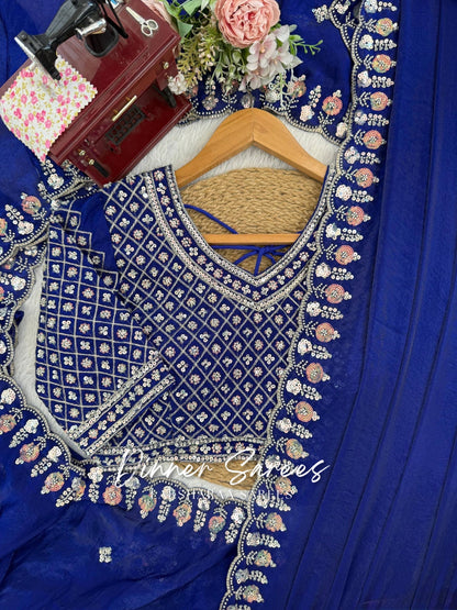 ALISA — Georgette Dinner Saree x Embroidered Border - Laksharaa Sarees