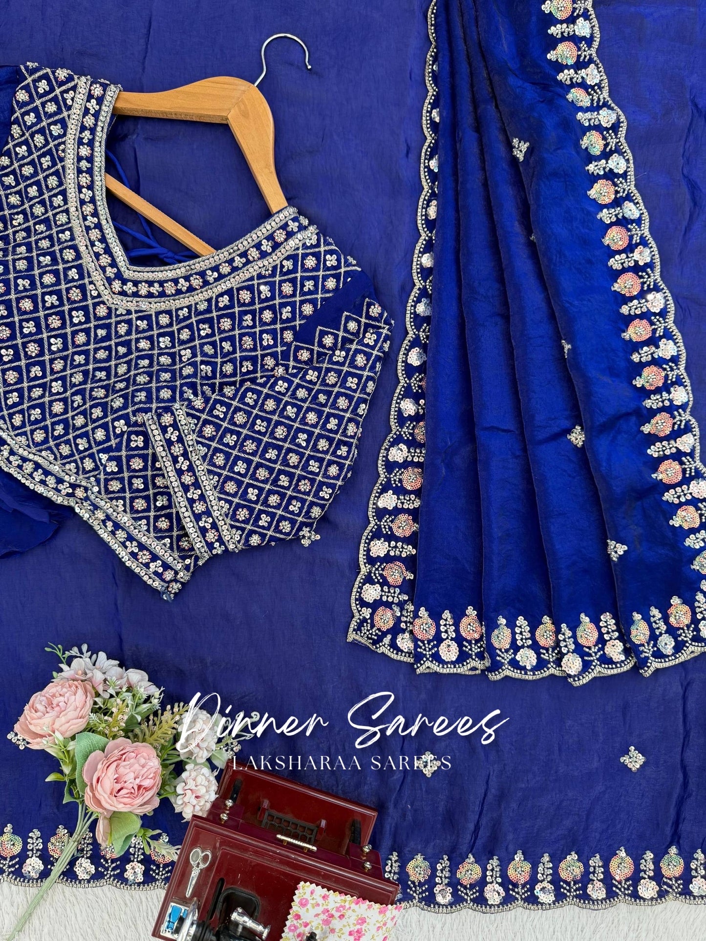 ALISA — Georgette Dinner Saree x Embroidered Border - Laksharaa Sarees