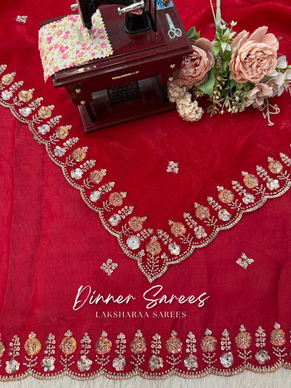 ALISA — Georgette Dinner Saree x Embroidered Border - Laksharaa Sarees