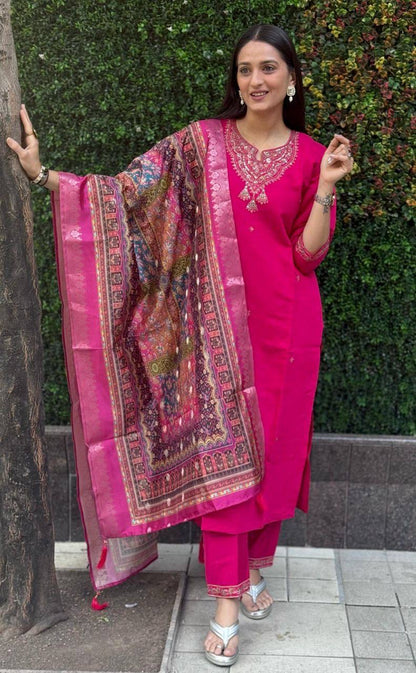 Rani Pink Premium Kurta Suit