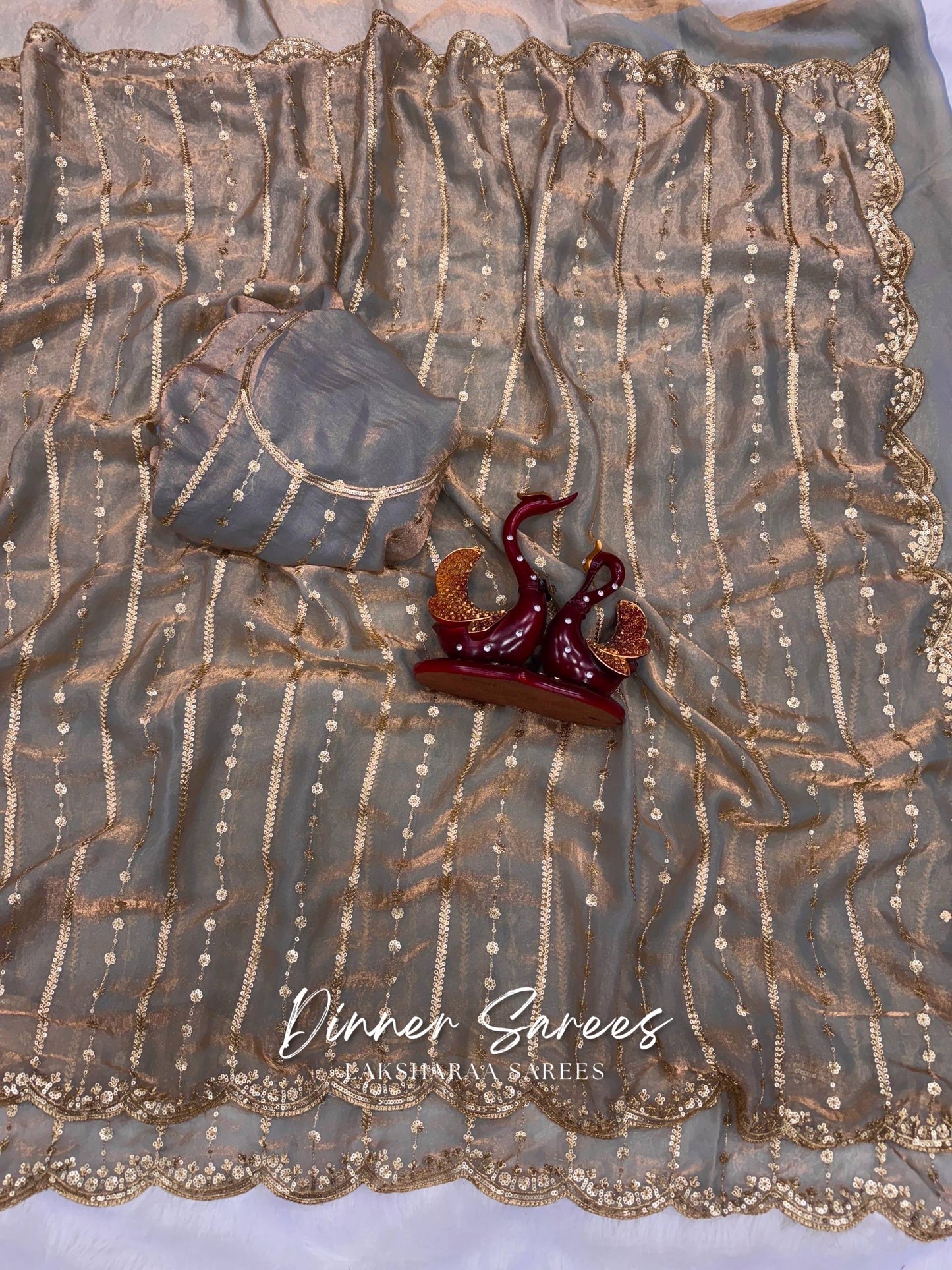 KISHAA 2.0 — Space Silk with Gold Sequin Work Dinner Saree