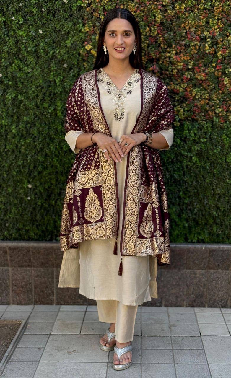 Pastel Khaki Premium Kurta Suit