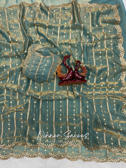 KISHAA 2.0 — Space Silk with Gold Sequin Work Dinner Saree