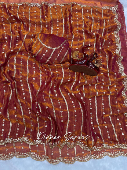 KISHAA 2.0 — Space Silk with Gold Sequin Work Dinner Saree