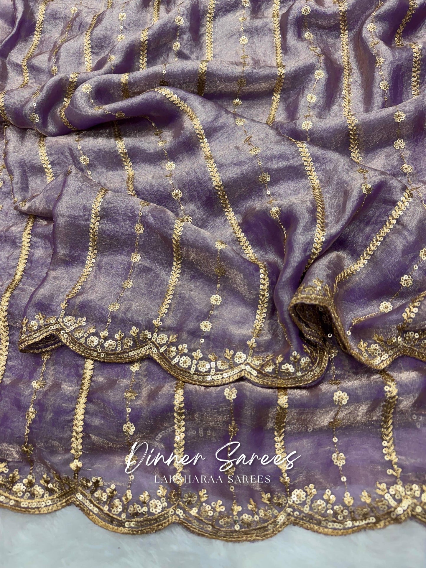 KISHAA 2.0 — Space Silk with Gold Sequin Work Dinner Saree
