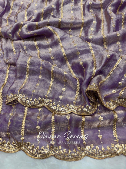 KISHAA 2.0 — Space Silk with Gold Sequin Work Dinner Saree