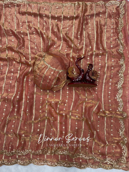 KISHAA 2.0 — Space Silk with Gold Sequin Work Dinner Saree