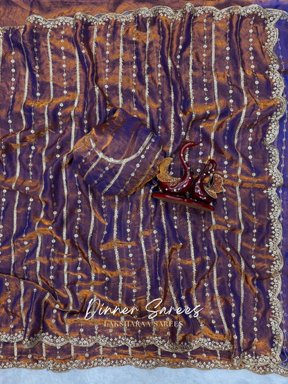 KISHAA 2.0 — Space Silk with Gold Sequin Work Dinner Saree