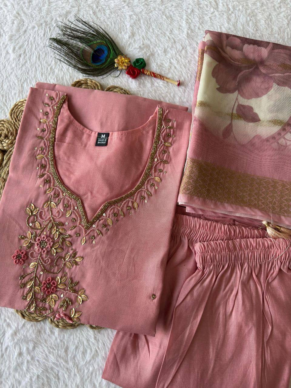Pastel Pink Premium Kurta Suit