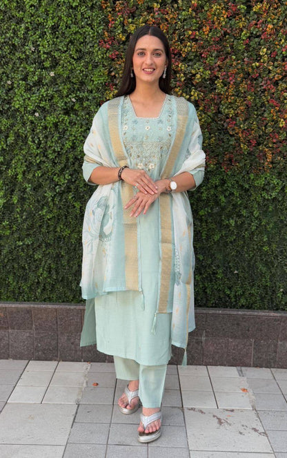 Pastel Turquoise Premium Kurta Suit