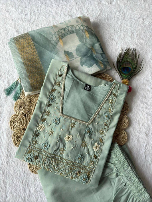 Pastel Turquoise Premium Kurta Suit