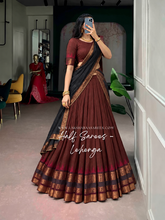 NARMADHA — Cotton Zari Half Saree Lehenga