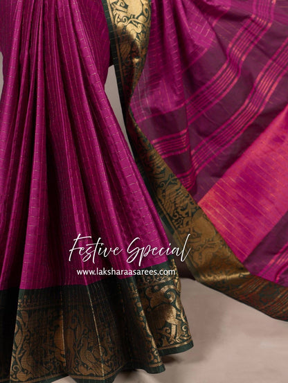 Chex Cotton Saree X Constrast Border