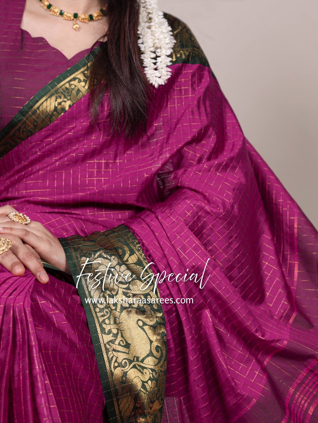 Chex Cotton Saree X Constrast Border
