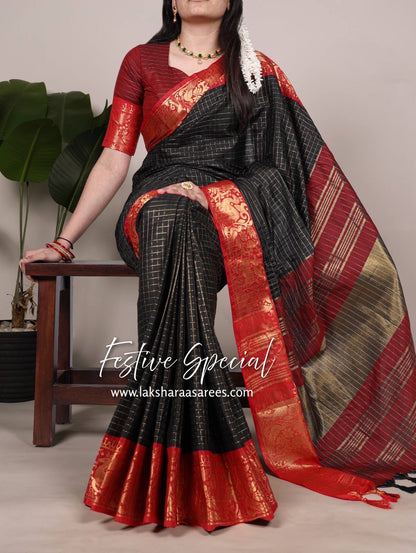 Chex Cotton Saree X Constrast Border