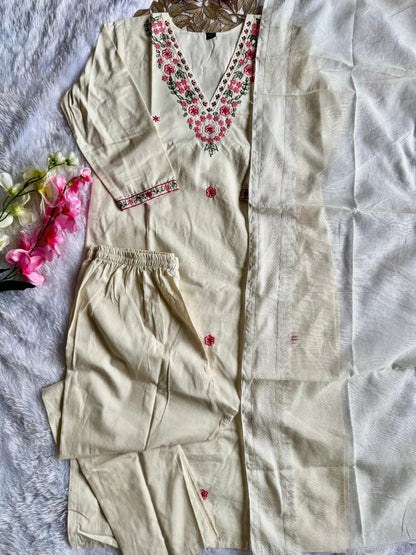 Cream Kurti set - Laksharaa Sarees