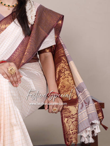 Chex Cotton Saree X Constrast Border