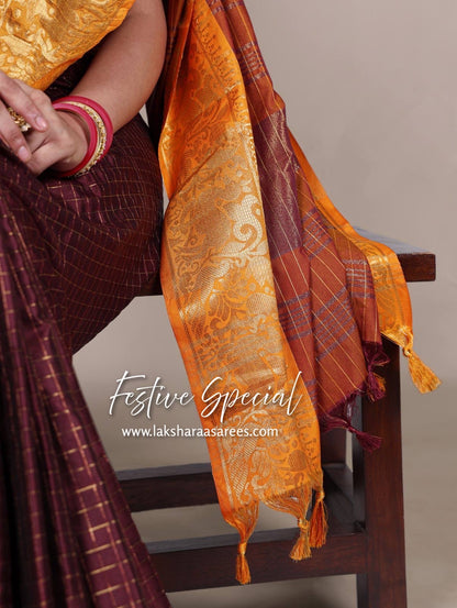Chex Cotton Saree X Constrast Border