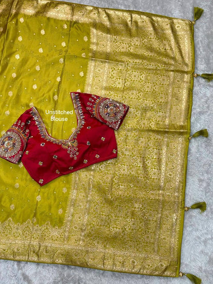 SAJINI —  Premium Banarasi Saree with Handwork Blouse