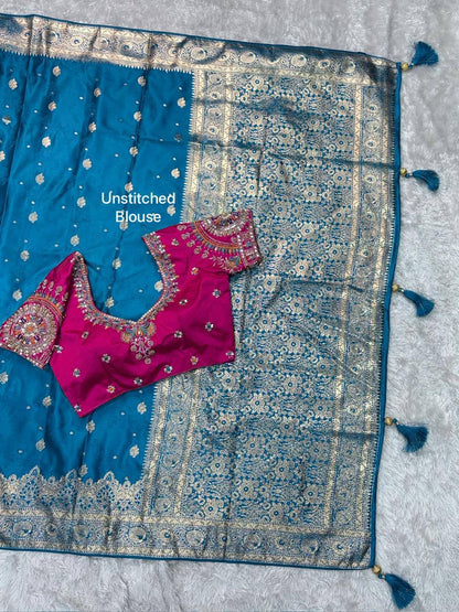 SAJINI —  Premium Banarasi Saree with Handwork Blouse