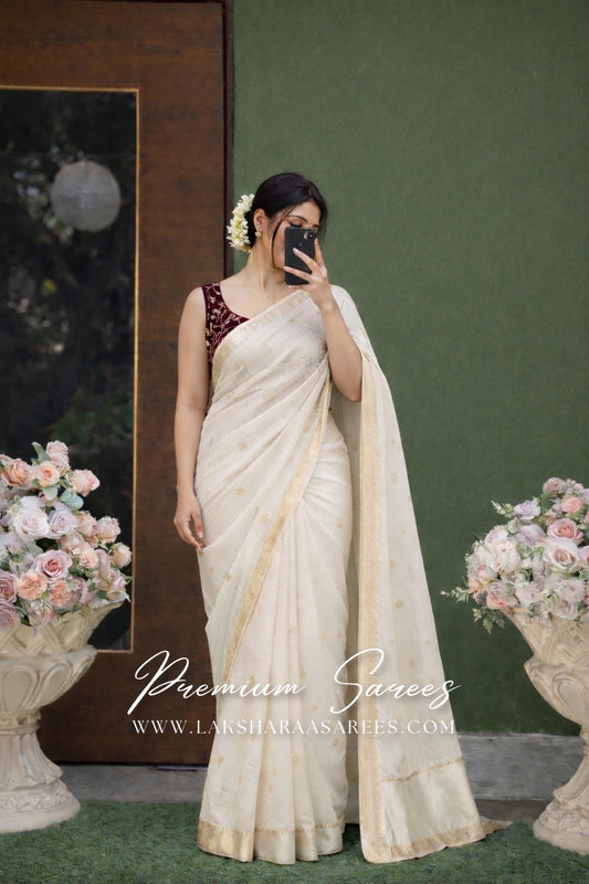 VANI Chex Viscose Georgette Saree with embroidered blouse, featuring intricate embroidery and elegant drape from Laksharaa Sarees.