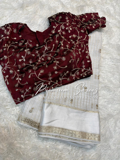 VANI Chex Viscose Georgette Saree with embroidered blouse, showcasing intricate embroidery and elegant draping, by Laksharaa Sarees