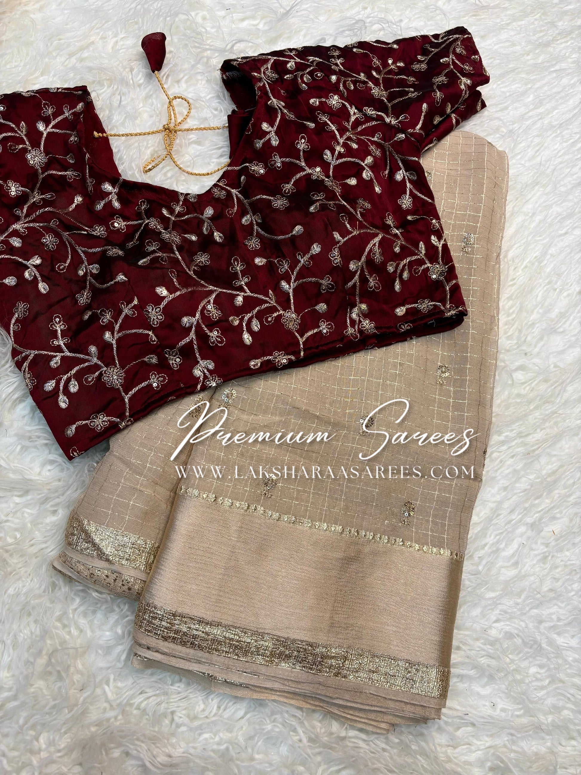 VANI Chex Viscose Georgette Saree with embroidered blouse, featuring intricate embroidery and lightweight fabric for elegant wear.