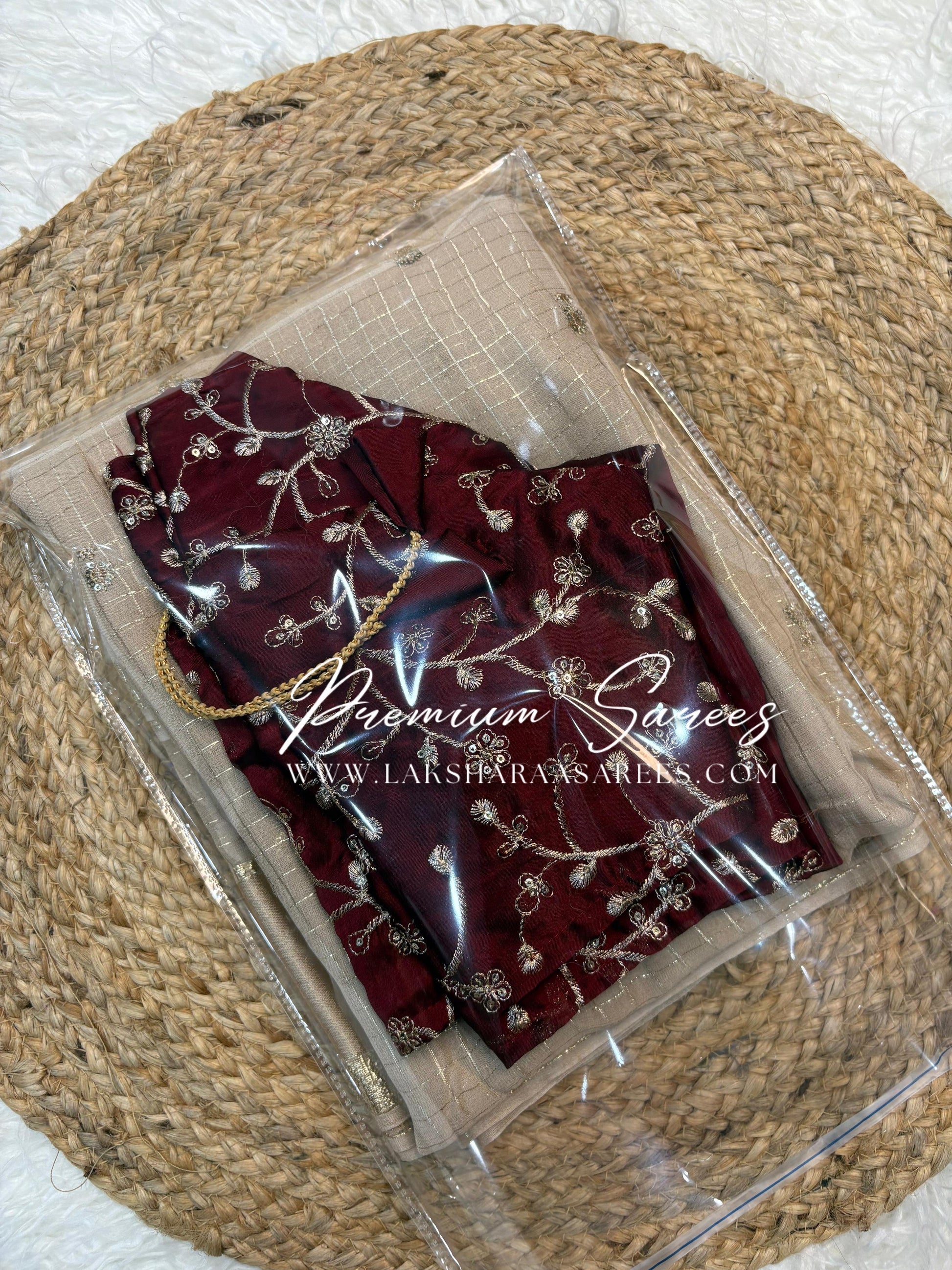 VANI Chex viscose georgette saree with embroidered blouse, elegant traditional Indian attire from Laksharaa Sarees.