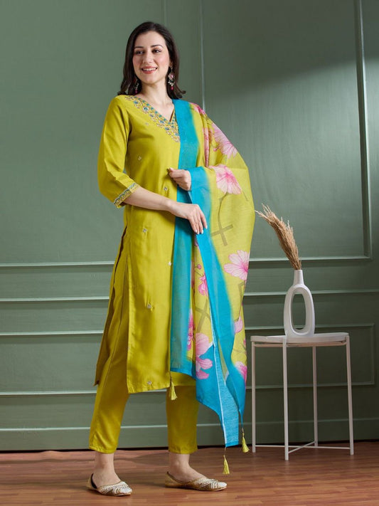 Pretty Green x Blue Comfy Kurti Set - Laksharaa Sarees
