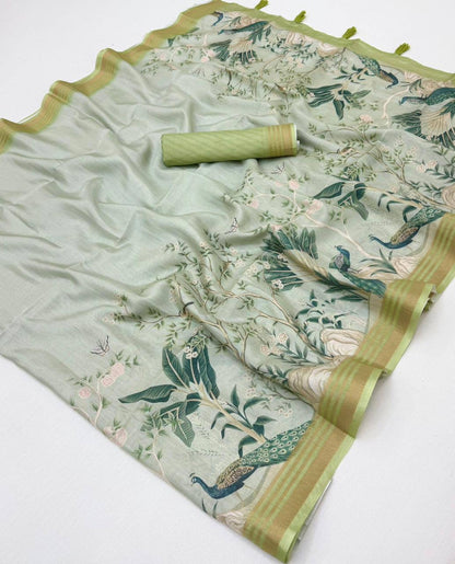 Beautiful Printed Linen Saree