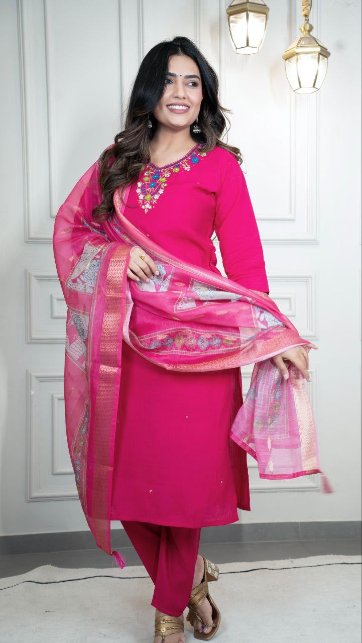 Hot Pink Kurtis Suit