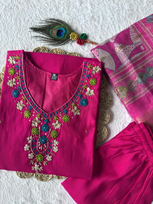Hot Pink Kurtis Suit