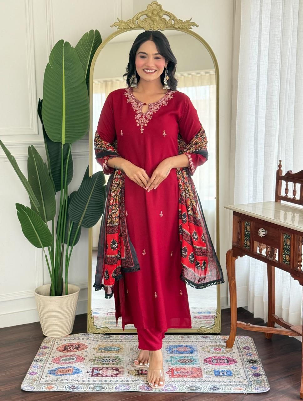 Black Floral Kurti Suit