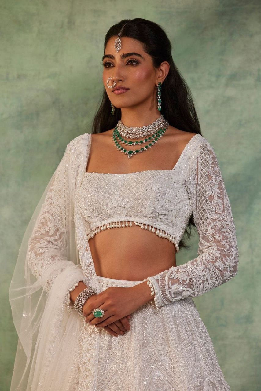 MALILA — White Dreamy Lehenga x Embroidery Work