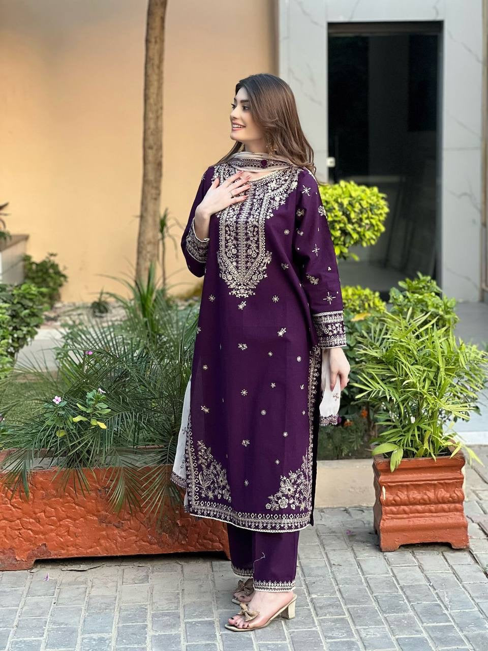 SAKHI — Purple Pakistani Georgette Salwar Suit - Laksharaa Sarees