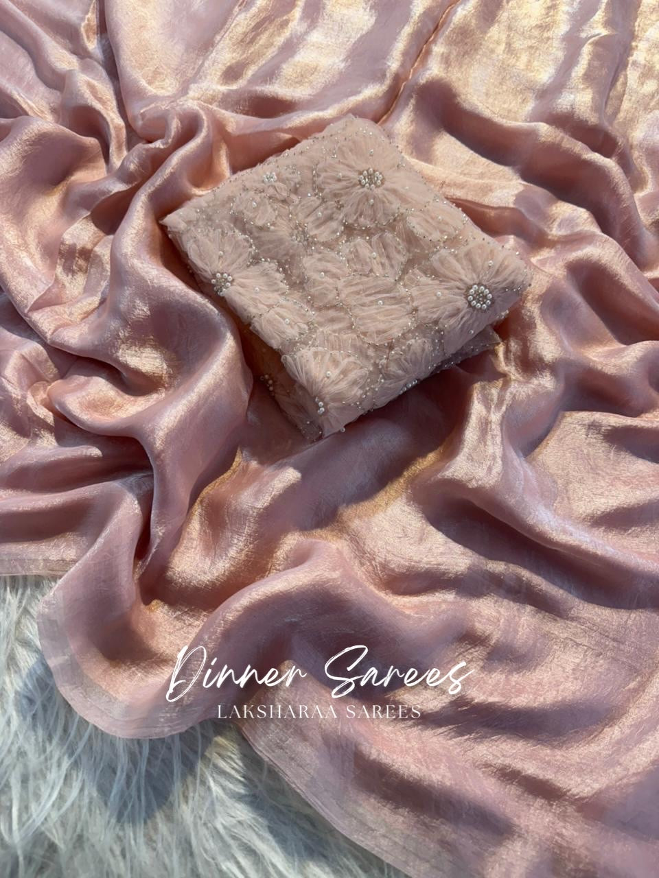 ANGELA — Shimmer Saree with Floral work blouse - Laksharaa Sarees