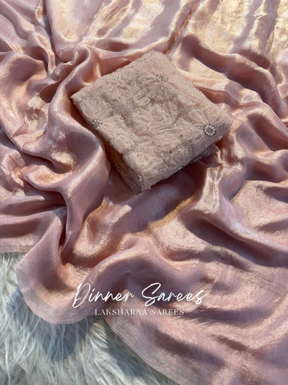 ANGELA — Shimmer Saree with Floral work blouse - Laksharaa Sarees