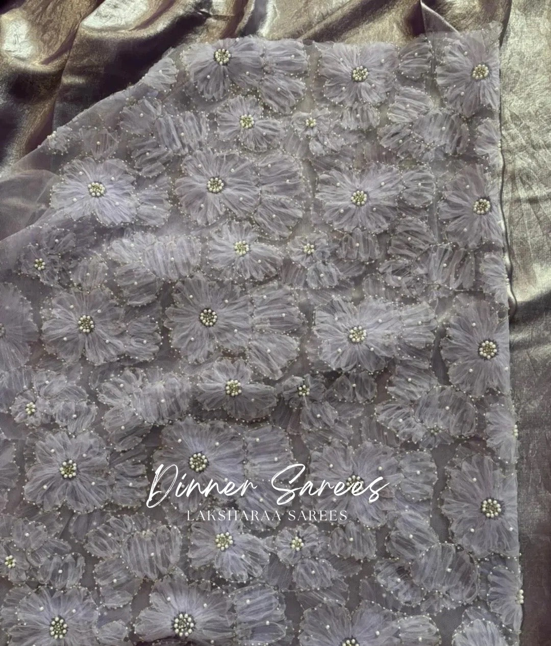 ANGELA — Shimmer Saree with Floral work blouse - Laksharaa Sarees