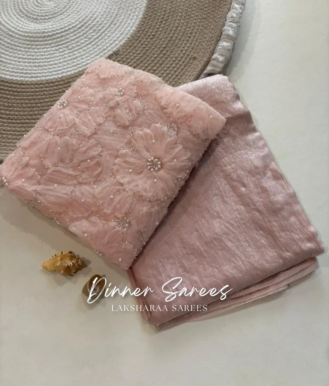 ANGELA — Shimmer Saree with Floral work blouse - Laksharaa Sarees