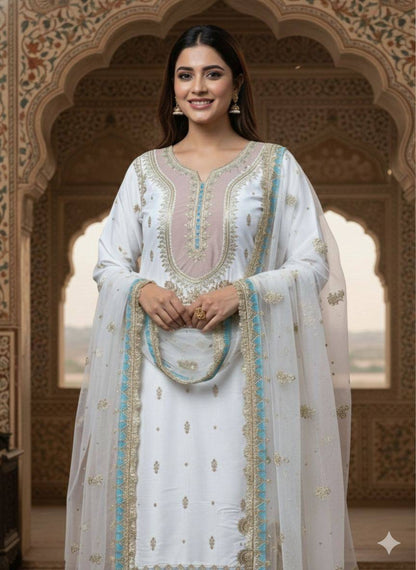 MELROSE — Pastel Crepe Silk Salwar Kameez - Laksharaa Sarees