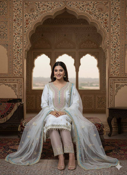 MELROSE — Pastel Crepe Silk Salwar Kameez - Laksharaa Sarees